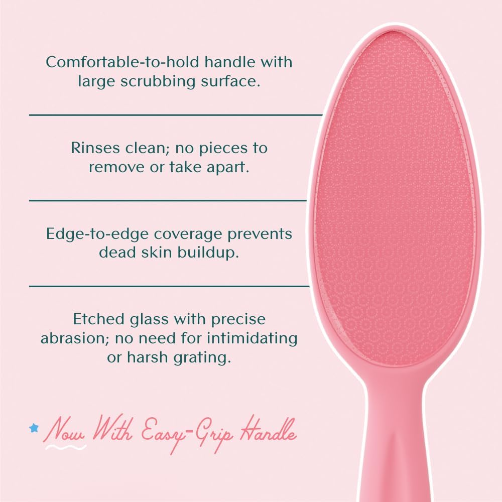 Bare August Glass Foot File Callus Remover for Feet - Heel Scraper & in Shower Foot Scrubber Dead Skin Remover - Pedicure Foot Buffer for Soft Feet (With Handle, Pink) image number 3