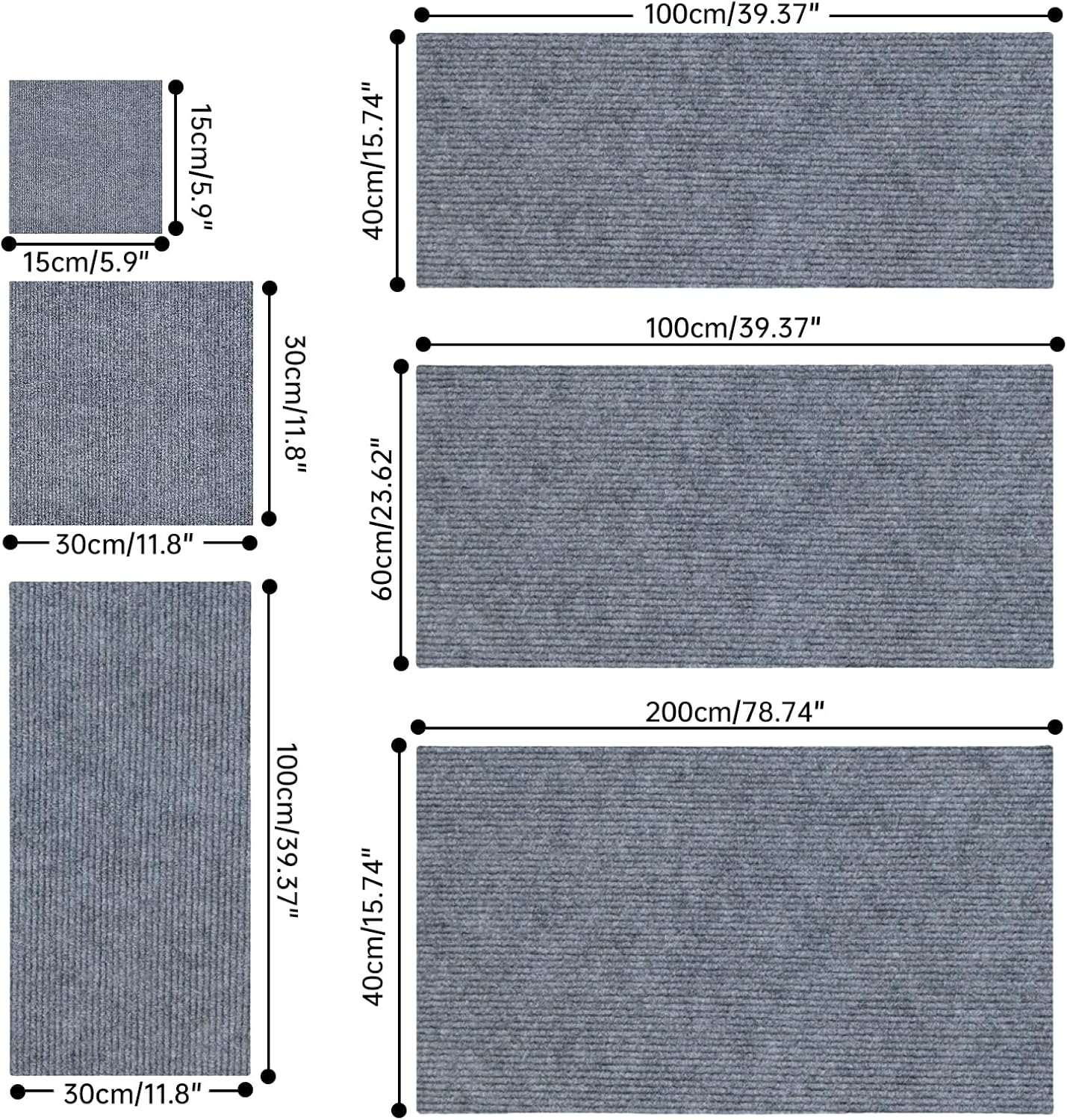 200 X 40 Cm Cat Scratch Furniture Protection, Self-Adhesive Cat Scratch Pad Couch Cat Scratch Protection for Cats DIY Climbing Cat Claws for Indoor Cats Scratching Grey image number 1