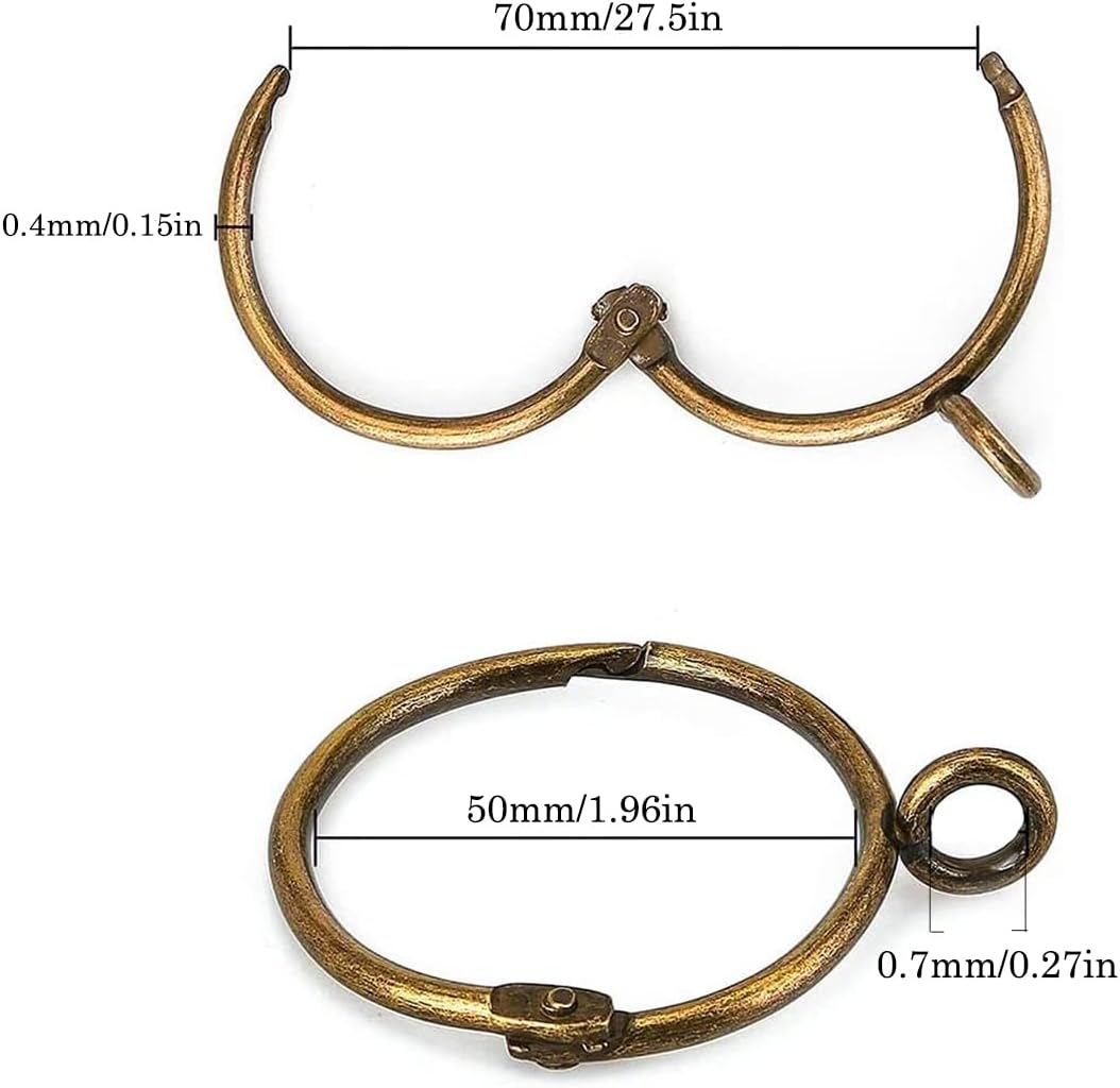 Opening Curtain Rings - Curtain Rod Clip Rings for 1.96" Rod, Set of 20Pcs Bronze Colour,Suitable for Shower Curtain, Window Curtain,Ect image number 3