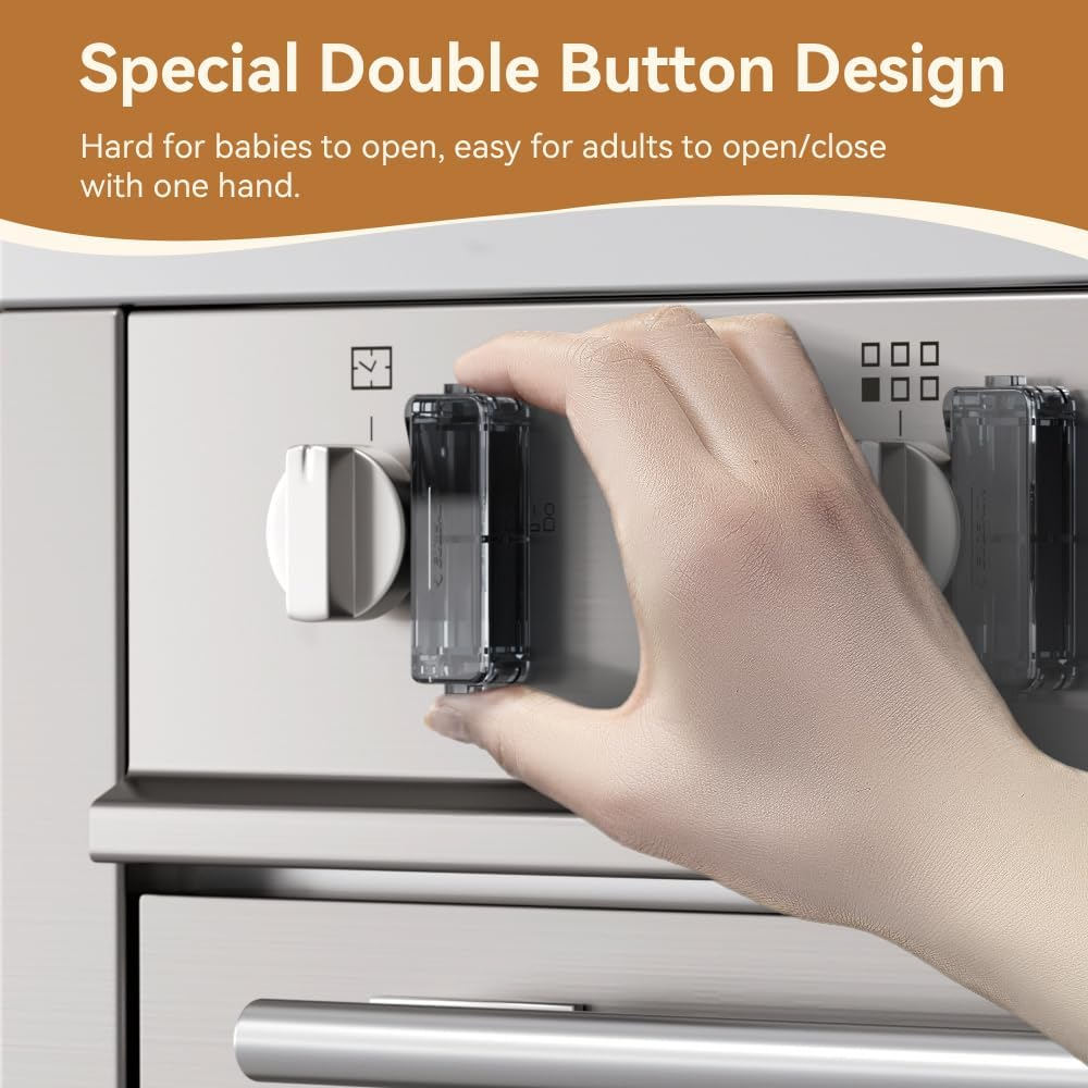 EUDEMON 5 Pack Baby Safety Gas Stove Knob Locks,Childproof Lock for Big,Small Knobs,Eay to Install & Use (Black) image number 1