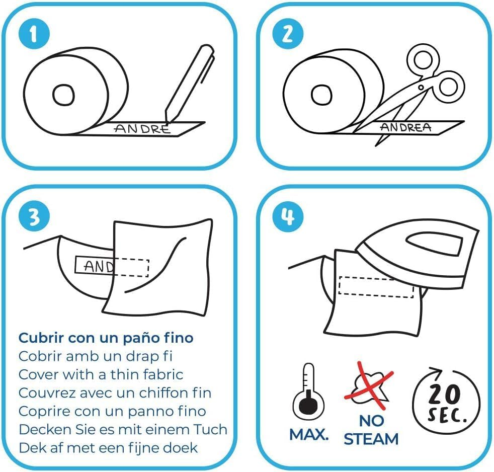 Write on Tape, Iron on Fabric Labels for Clothes Marking, Thermo-Adhesive Name Labels, School & Nursery Use, 3M X 1Cm Roll, Cotton (White) image number 6