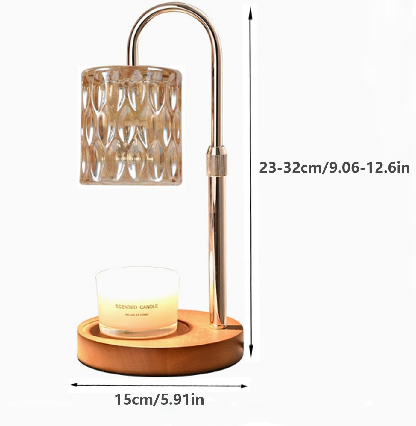 Dimmable Candle Warmer Lamp with Timer, Height Adjustable Electric Wax Warmer for Home Decoration with Top down Light Heat Melting for Any Size Jar Candles image number 1