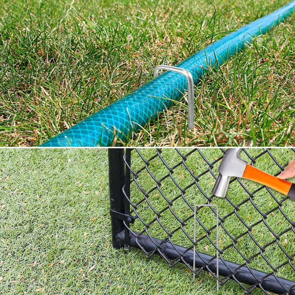 Landscape Staples 20 Pack Heavy Duty 6" - Galvanized Steel U-Shaped Ground Stakes for Weed Barrier, Garden Fabric, Netting & Ground Cover (15Cm/6 Inch) image number 4