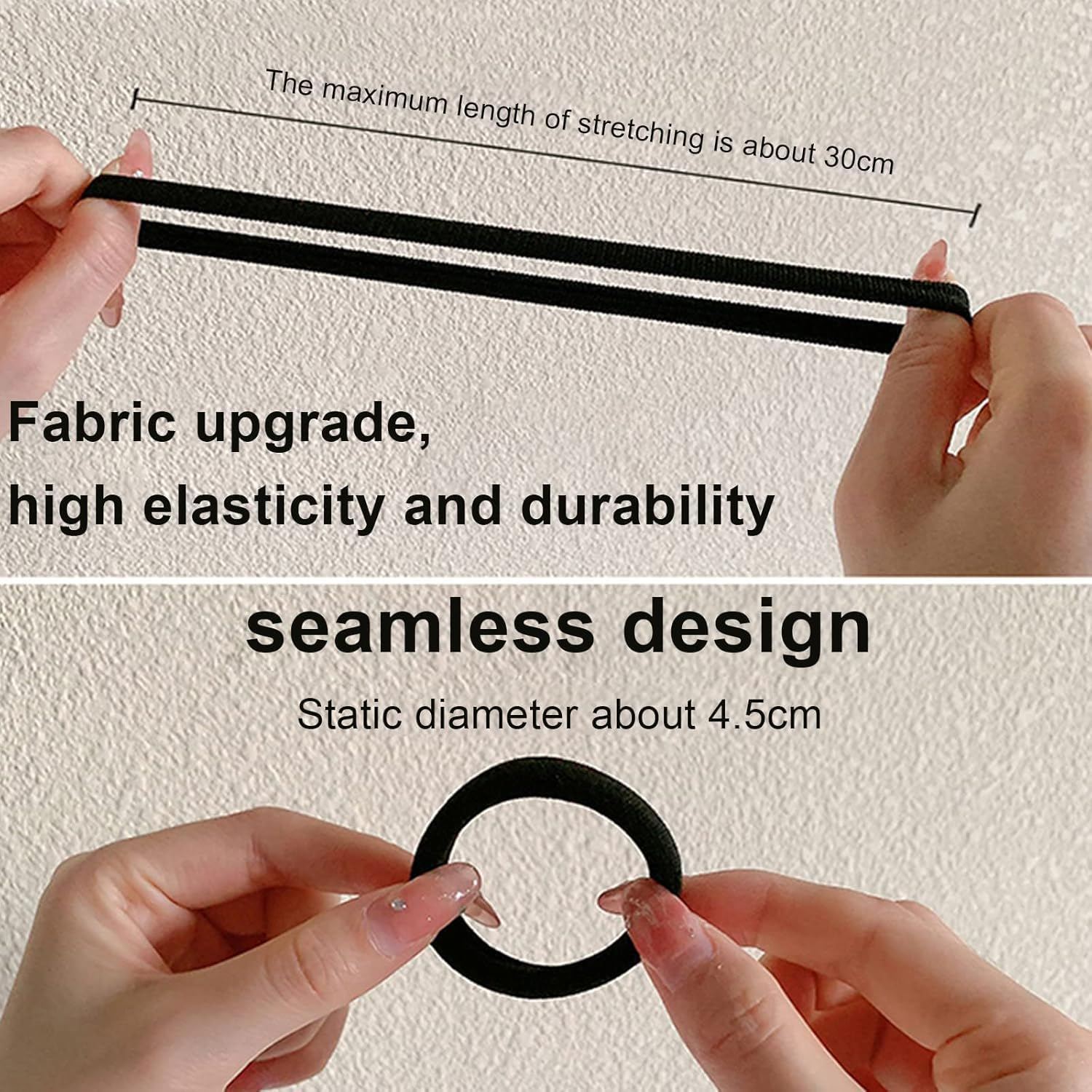 Pack of 50 Hair Bands Black Cotton Metal Free Elastic Hair Bobbles Thick for Women You Can Use the Hair Bands Hair Accessories image number 5