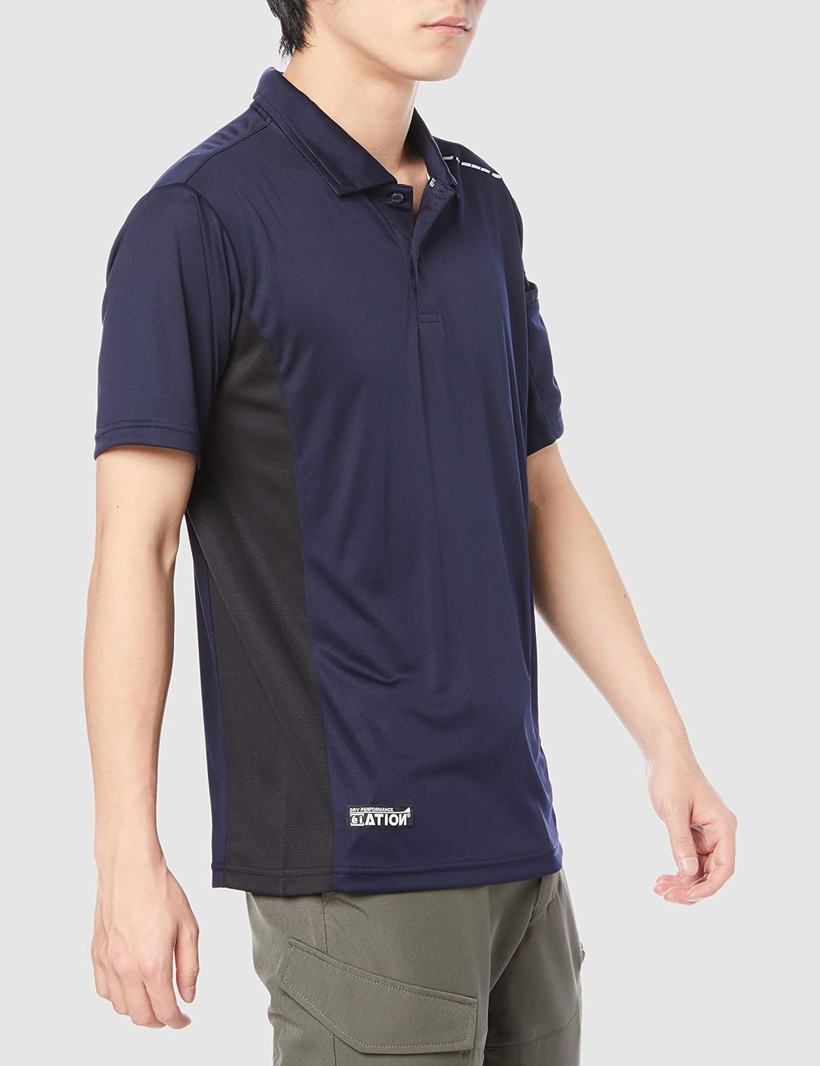 ATION(エーショ－ン) Eshon Cooling Technology Short Sleeve Polo Shirt, Cool, Absorbent, Quick Drying, Navy, LL image number 2