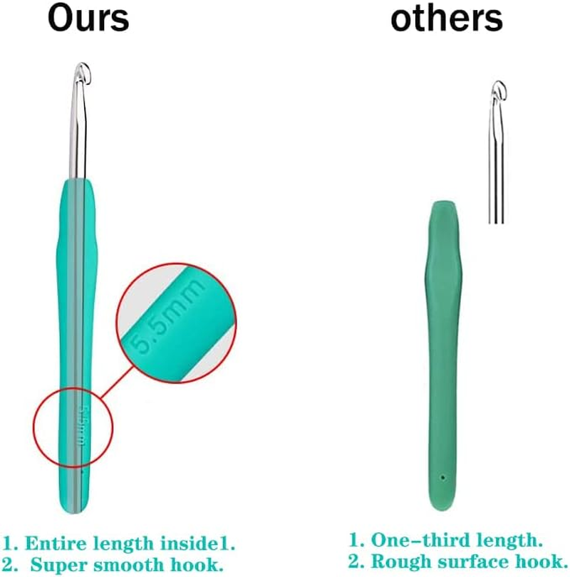 4Mm and 4.5Mm Crochet Hook，2Pack Size Crochet Hook Aluminum Soft Grip Rubber Handle Needles,Ergonomic Handle Crochet Hooks Set, Crochet Needle for Beginners and Experienced Crochet Hooks Lovers image number 5