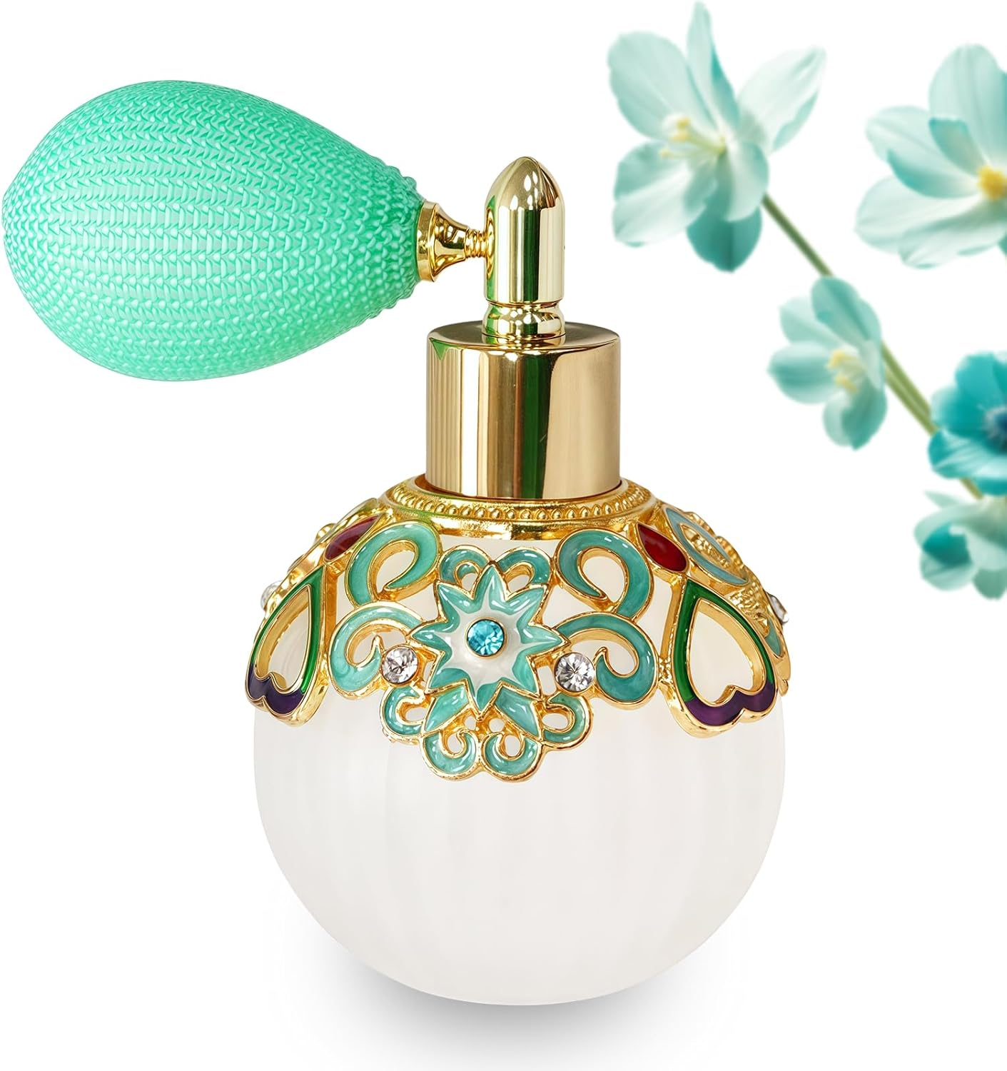 Joyeee Small Glass Perfume Empty Decorative Bottles, Sliver White Empty Refillable Sprayer Bottle, Portable Perfume Case Fragrance Empty Antique Bottle Decorative Crystal Perfume Decanter, 1 Pcs 50Ml image number 1