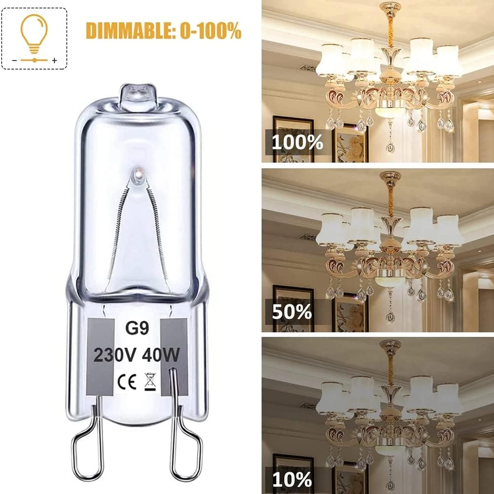 G9 Halogen Light Bulbs,40W 230V Bulbs,Kiwinvou Clear Capsule Halogen Lamps,Warm White 2700K,Pack of 2 image number 5