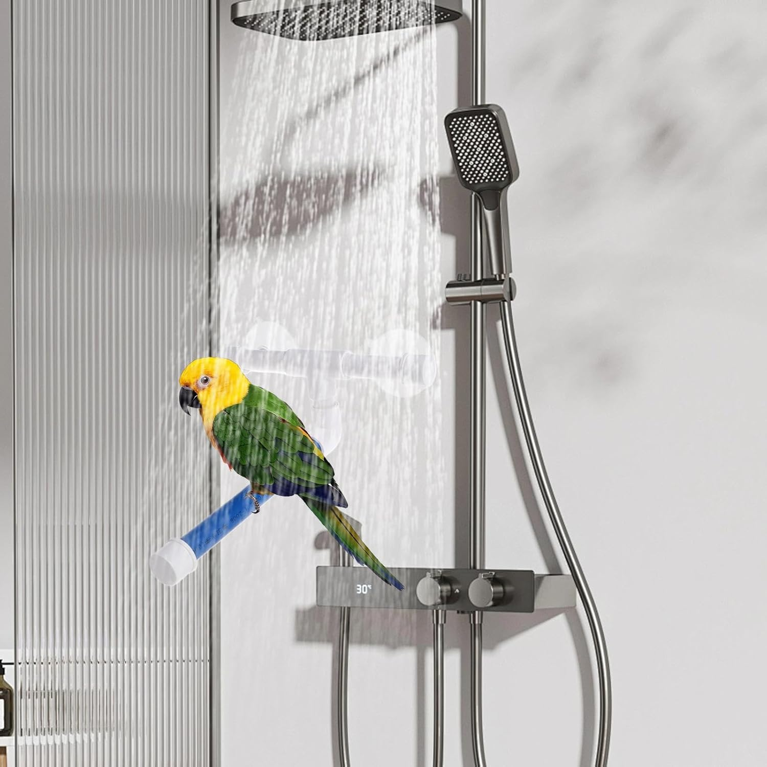 Bath Spices for Bird Shower, Parrot Shower Perch, Suction Cup Bird Toy Stand Shower Perch | Parrot Cage Accessories, Bath Toys Standing Rack Wall Mount, Pet Supplies image number 1