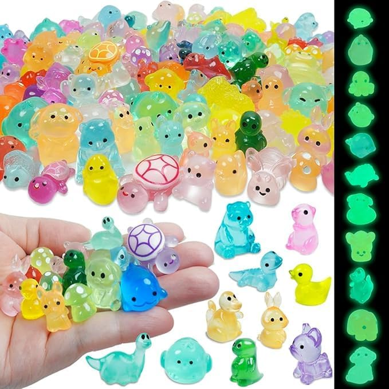Leanockesa 60 PCS Mini Resin Animals Set for Family Crafts, Aquarium, Garden Landscape - Luminous Figures Ornament Potted Decorations DIY Accessories (Random Style and Color) image number 2