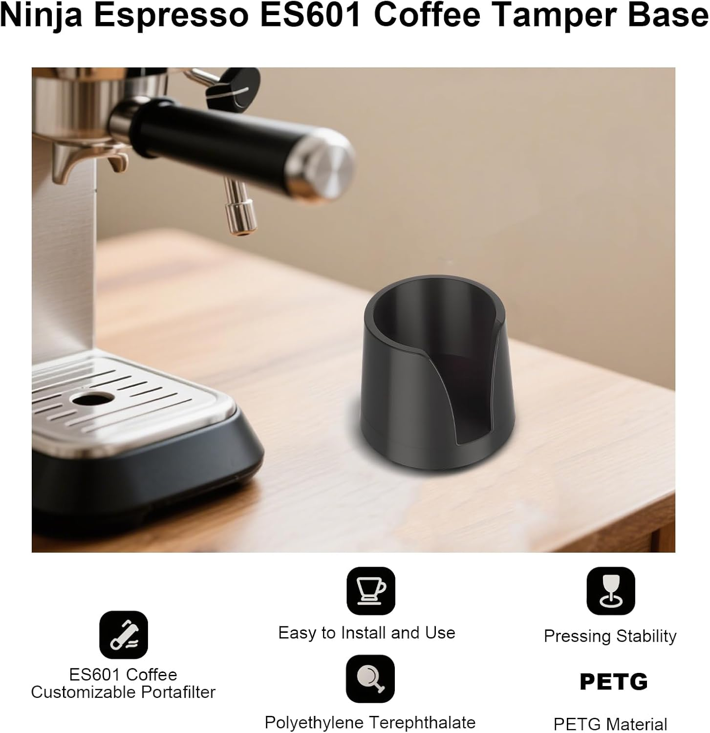 Coffee Tamper Base for Ninja Espresso ES601, Anti-Slip PETG Base Accessories Compatible with Handheld Portafilters Espresso Tamper Tools for Ninja Luxe Coffee Machines image number 6