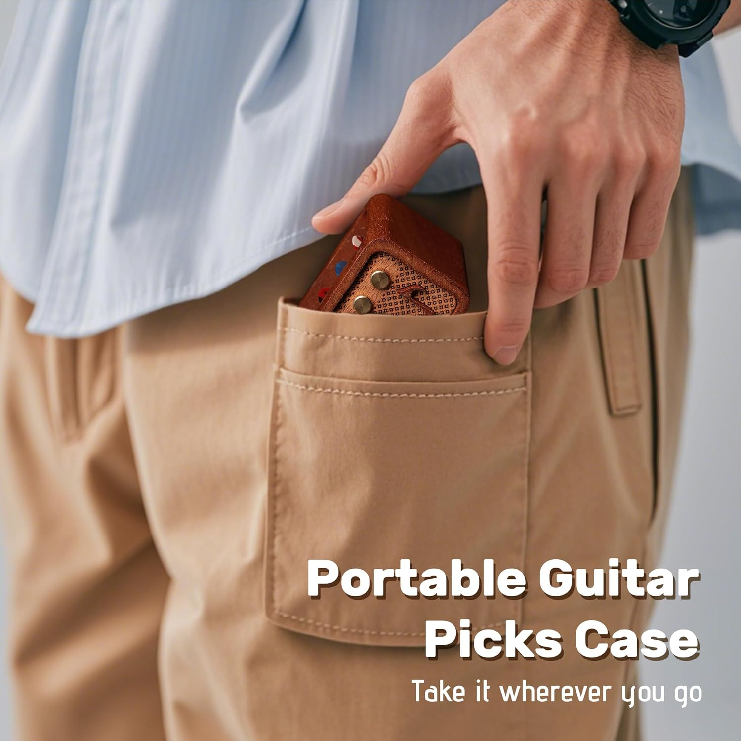 Guitar Accessories, Sapele Wood Electric Guitar Amp Shaped Guitar Pick Holder, Guitar Players Guitarists for Picks Storage and Display image number 3