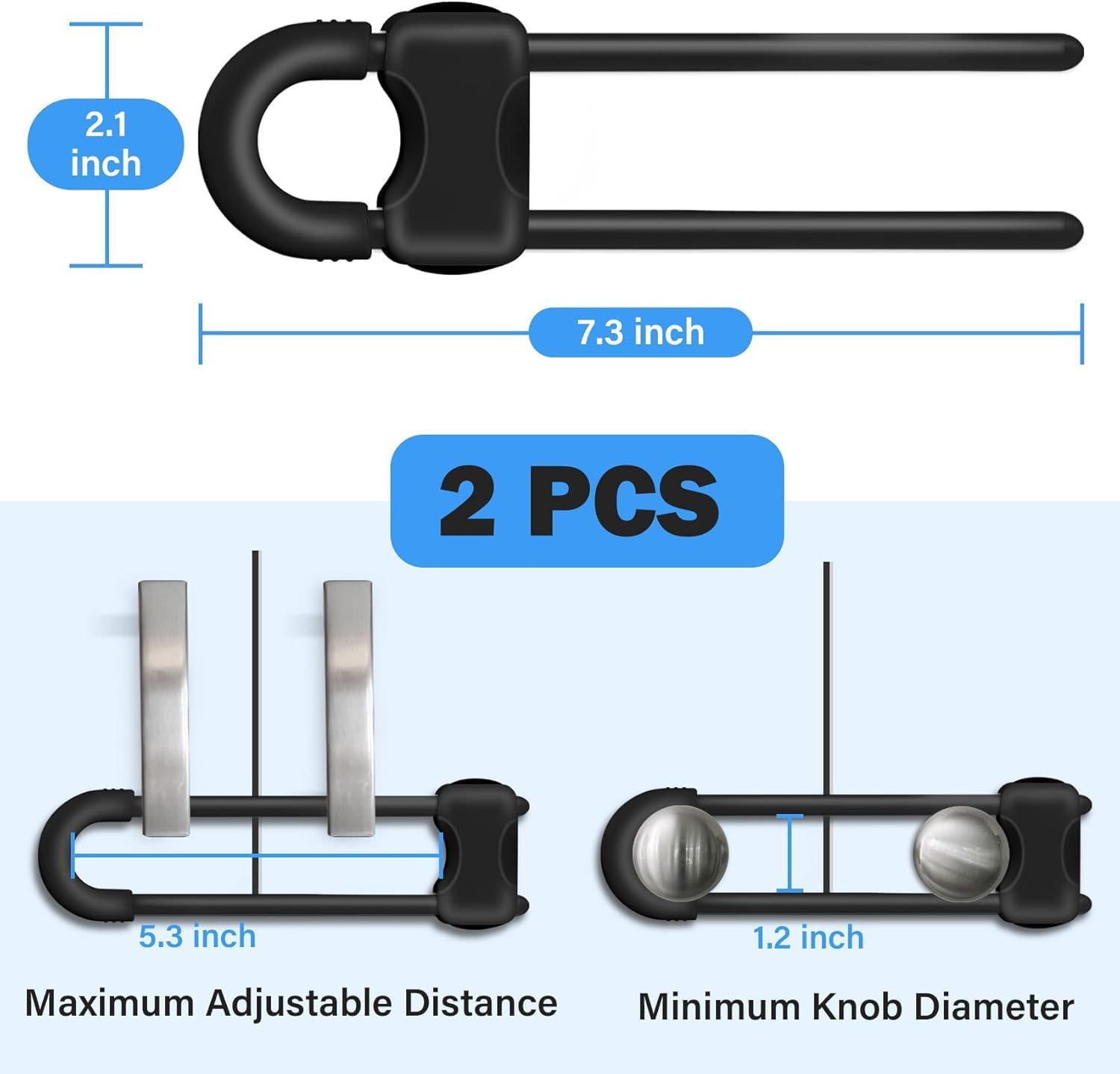 Child Safety Locks， Baby Proofing Cabinets,Cabinet Locks for Babies,2 Pack U-Shaped Child Locks for Cabinets, Child Proof Cabinet Latches,Child Safety Cabinet Locks with Adjustable (Black)