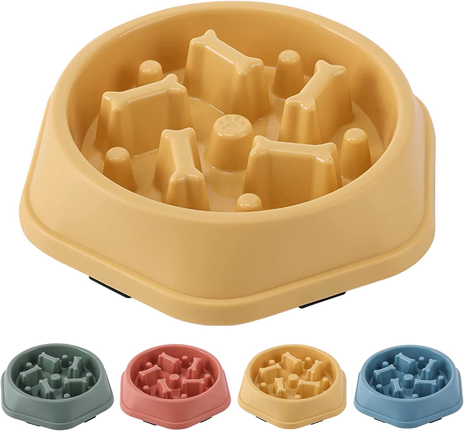 Slow Feeder Dog Bowl Preventing Choking Slow Eating Pet Bowl Anti-Gulping Interactive Healthy Design Dog Puzzle Bowl Chew-Resistant Non-Toxic Maze Puppy Bowl