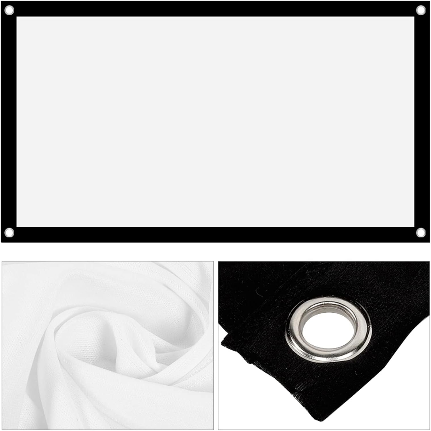 40 Inch Projection,16:9 Thicken Portable Non Crease Soft White Polyester Projector Curtain Projection Screen (40 Inches) image number 1