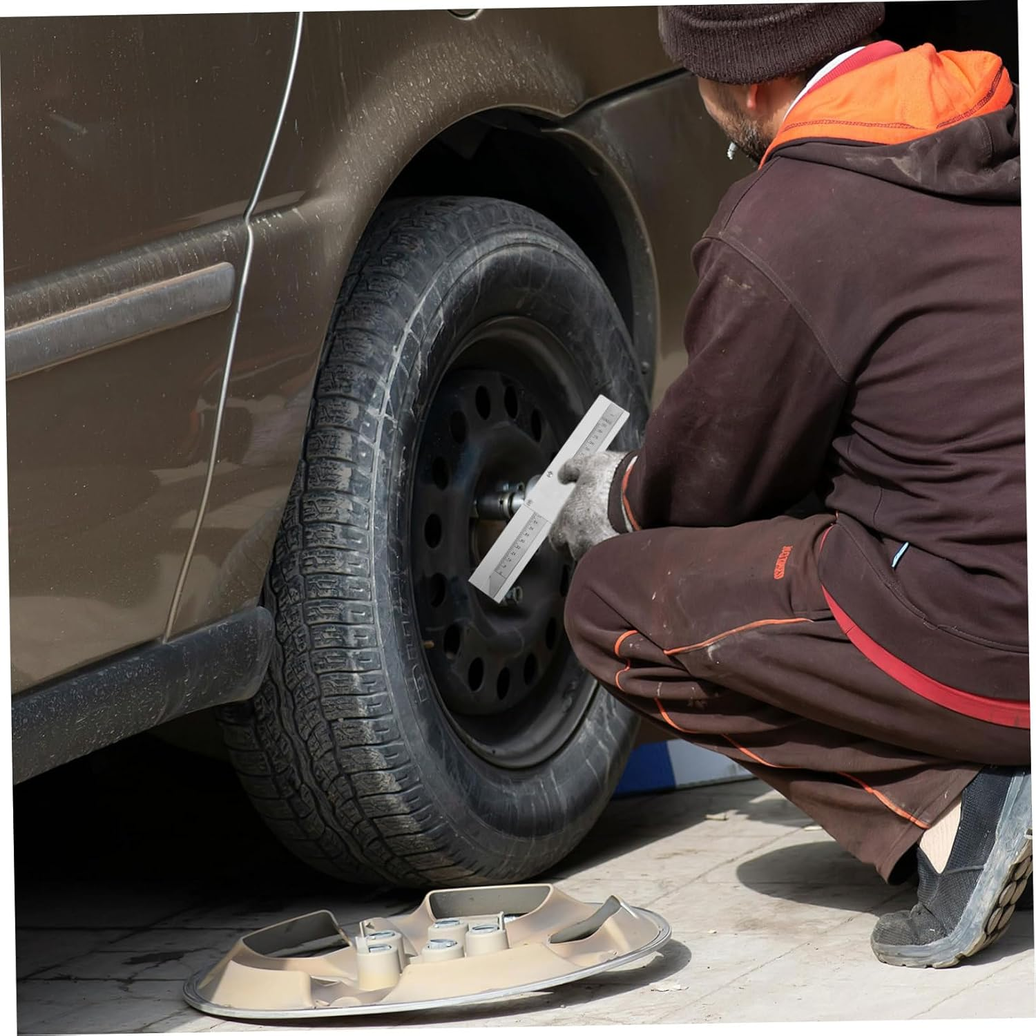 JECOMPRIS Tire Tread Depth Gauge Lens Metal Ruler for Accurate Tire Depth Measurements Multi-Functional Tool image number 3