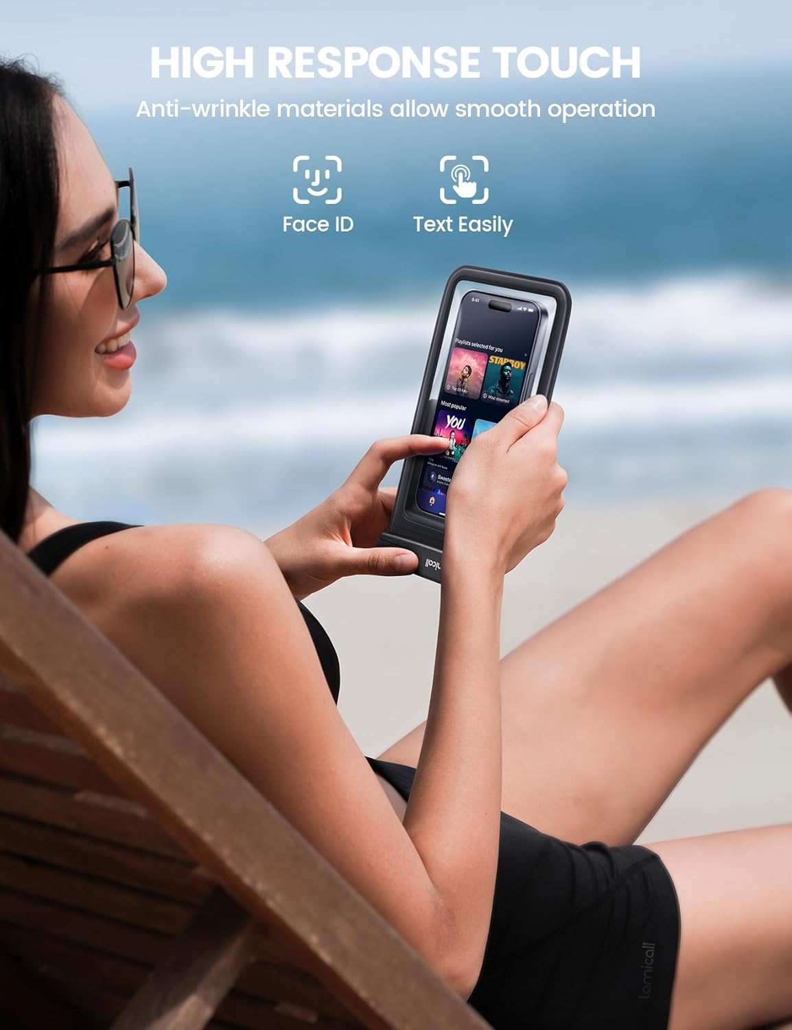 Lamcall 2Spaces Waterproof Phone Pouch Bag - 7.5" Waterproof Smartphone Case with Lanyard, IPX8 Cell Phone Dry Bag Beach Essentials for Iphone 17 Pro Max Air 16/Plus/15/14/13, Galaxy 24/23/22, 4-7.5" image number 5