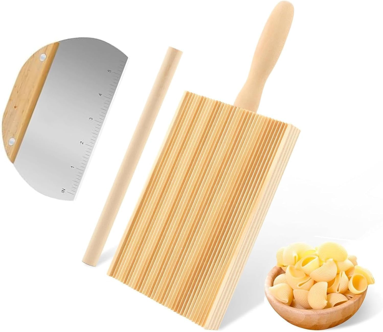 Gnocchi Paddle Wooden Butter Paddles Wood Gnocchi Pasta Board Strippers Natural Italian Pasta Maker Board for Bamboo Kitchen Gadgets Tools image number 3