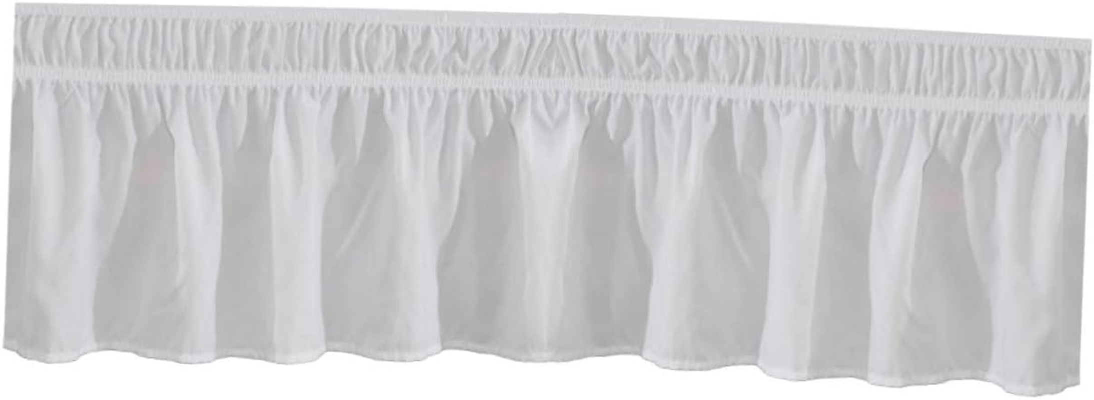 JEWEDECO Solid White Elastic Pleated Design 100% Polyester Fits Queen Size Easy to Install for Bedroom Decor - Pink image number 7