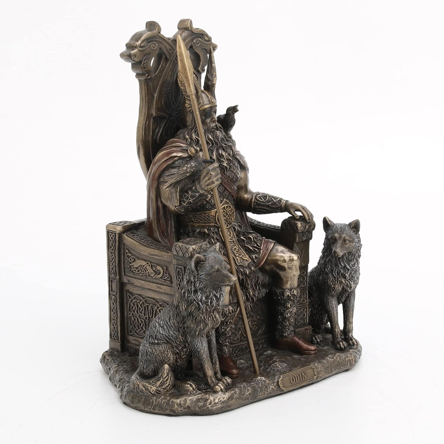 Veronese Design Resin Statues Norse God Odin on Throne with Wolves Bronze Finished Statue 7 X 10.25 X 4.75 Inches Bronze image number 7