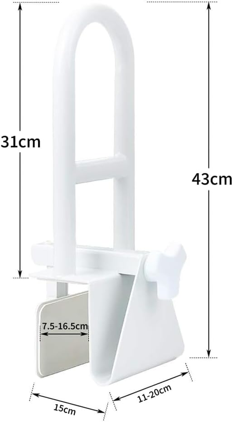 Bathtub Safety Rail, Adjustable Bathtub Safety Rail Shower Grab Bar Handle, Handle Clamps on to Side of Bathroom Shower, Medical Tub Rails for Bathrooms Is Great Elderly or after Surgery, White