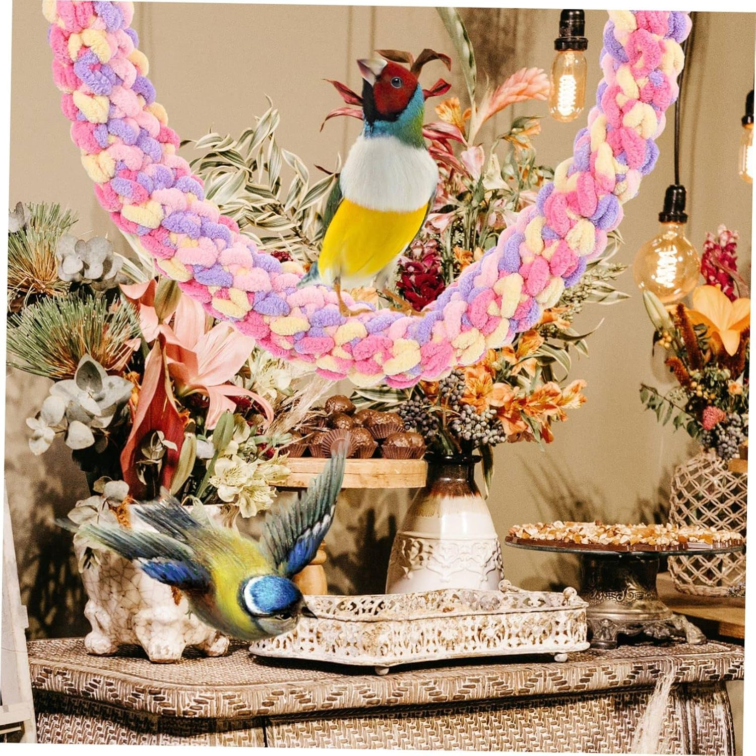 Climbing Hamster Toy and Hanging Rat Accessory, Wear-Resistant Woven Rope with Colorful Design for Sugar Gliders, Guinea Pigs, and Small Pets in Cage Play and Chewing Activities