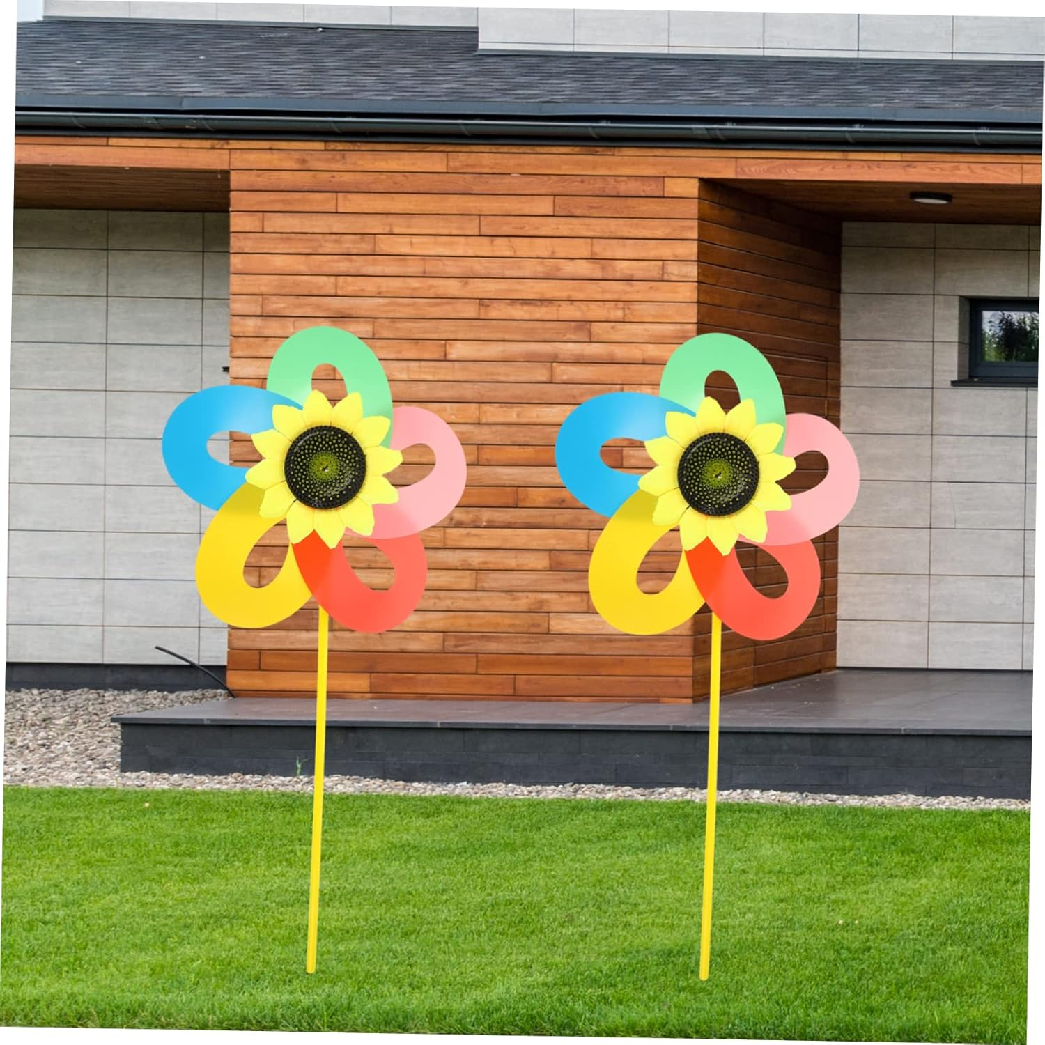 SUPVOX 2Pcs Easy to Use Outdoor Windmill Decor Large Pinwheel for Garden Yard Lawn Solar Decor Wind Spinners