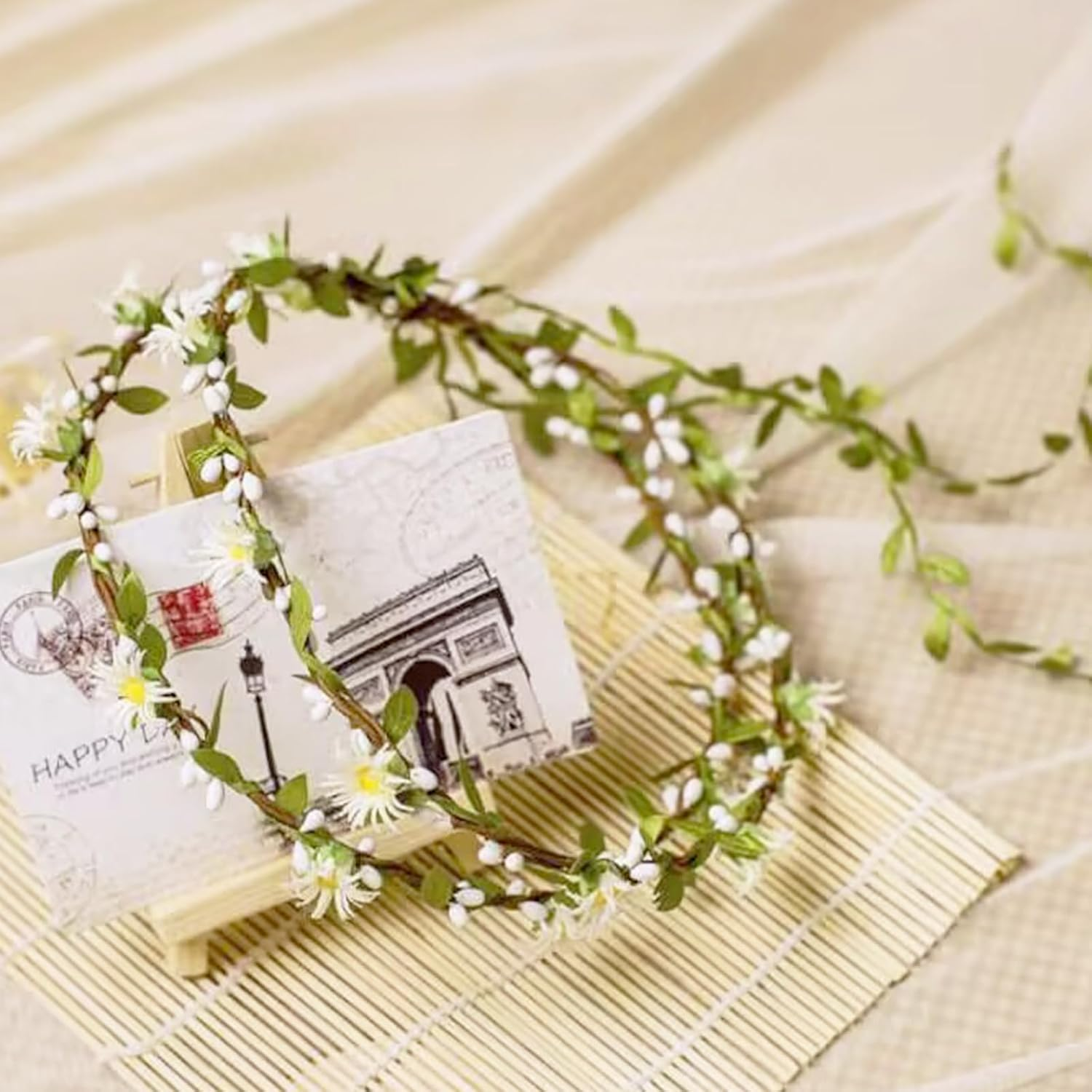 Xlihdzum Hairbands Floral Garland for Women Wedding, Bridal Hair Accessories with Flower Wreath - Floral Hairbands and Flower Crown, Bridal Hair Garland Headpiece for Wedding and Bridesmaids image number 2