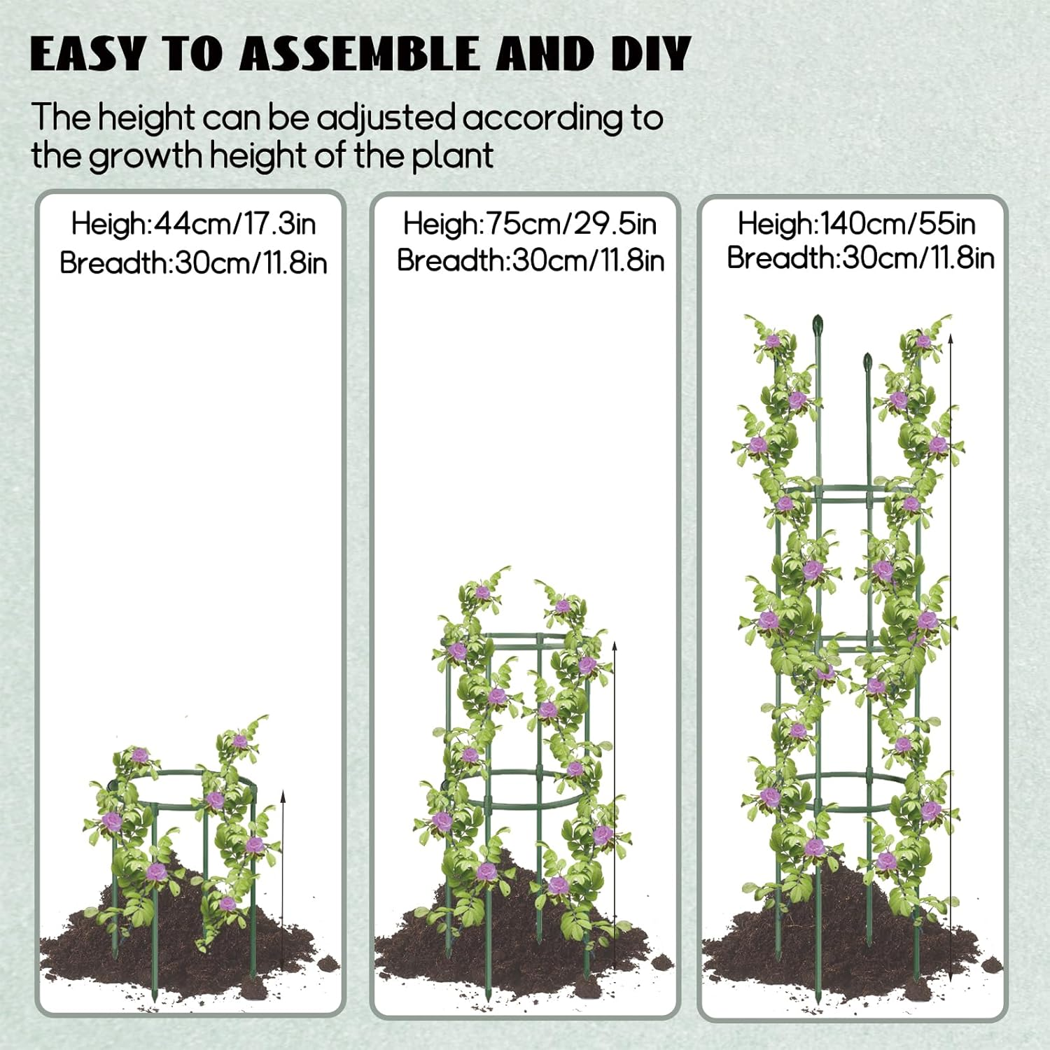 2 Packages Plant Rack, Tomato Cage, Tomato Rack up to 54.5 Inches Adjustable Height for Growing Tomato Plants, Potted Green, Climbing Vegetable Plants (2) image number 1
