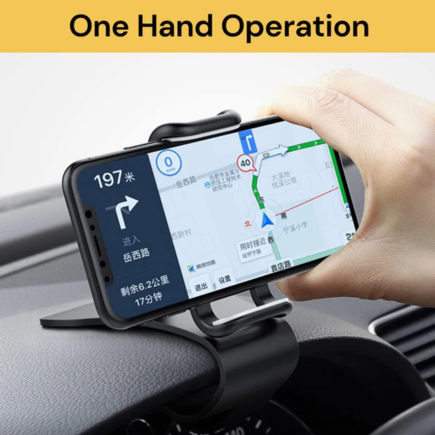 EZONEDEAL Car Phone Holder Mount, Dashboard Cell Phone Holder for Car Dashboard, Windshield,Vent with Clip on Mount and 360 Degree Rotation,Compatible for Smartphones Screen Size 4 to 12.9 Inch