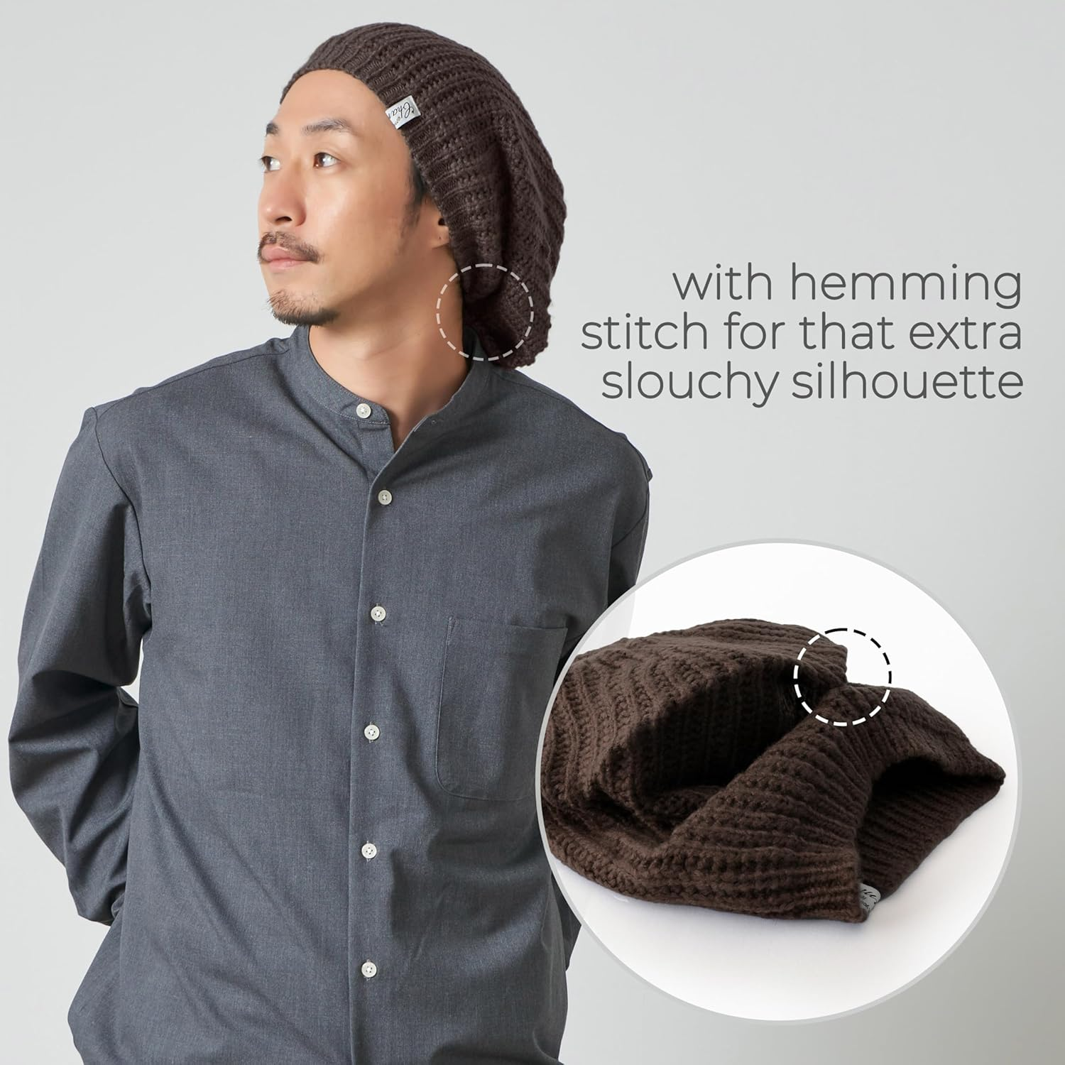 CHARM Oversized Winter Slouchy Knit Beanie - Mens Warm Fall Hat Womens Dreadlock Cap Large Slouch Tam for Big Heads - Blue image number 2