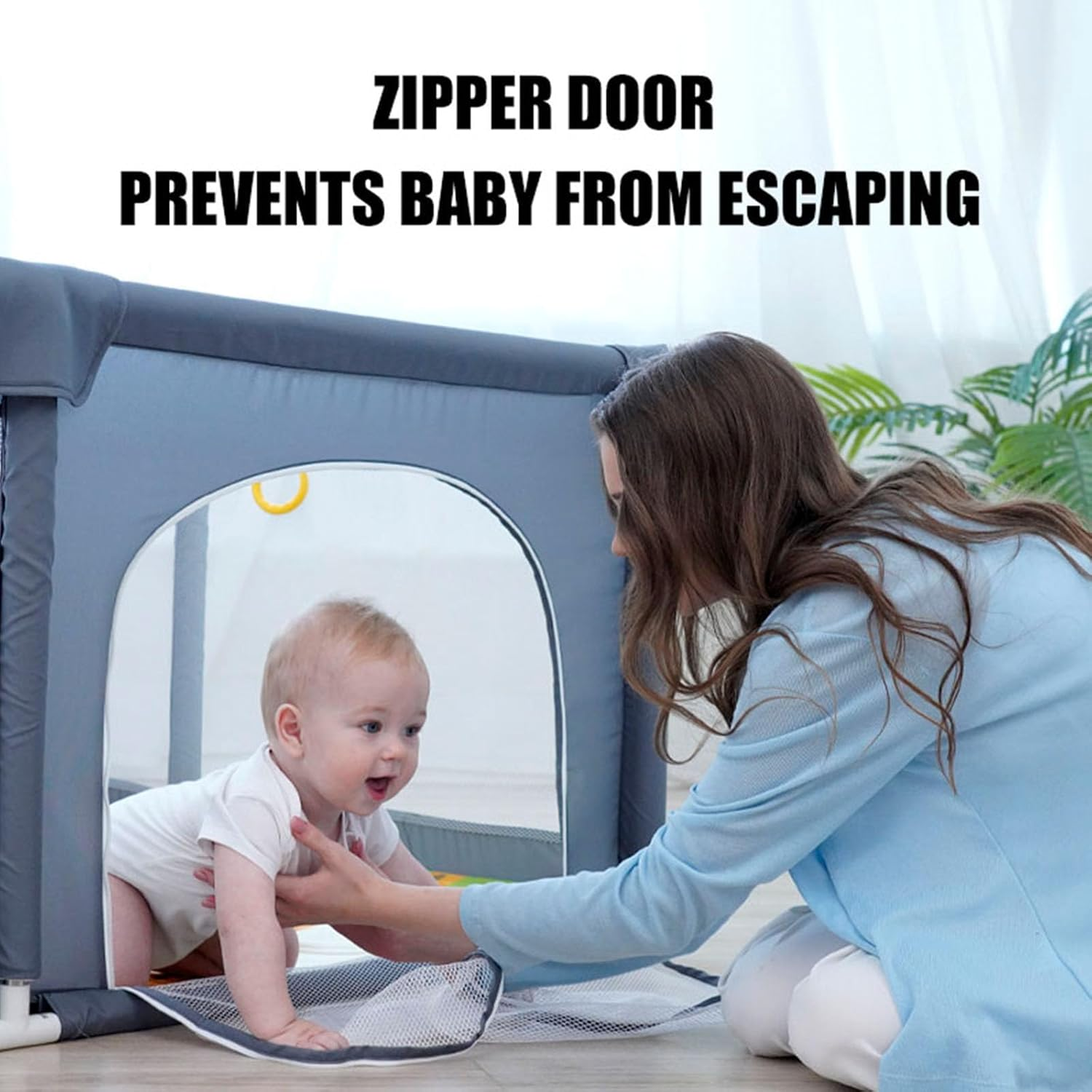 Baby Playpen, 150 X 180 X 68Cm Large Playpen for Baby and Toddlers, Large Playard, Anti-Collision Foam Playpens with Breathable Mesh for Babies, Safety Play Yard for Toddler - Grey image number 2