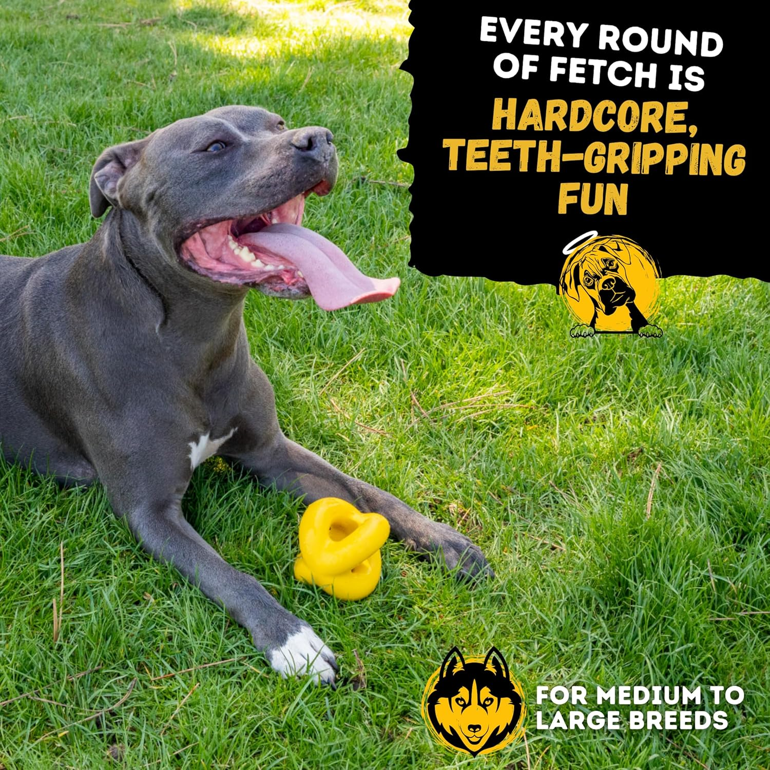 Woofbite&reg; Indestructible Tough Ring Ball for Dogs, Toy Destroyers & Aggressive Chewers - Durable, Heavy Duty Natural Rubber - Dog Chew, Tug & Fetch Toy for Medium & Large Breed Dogs image number 1