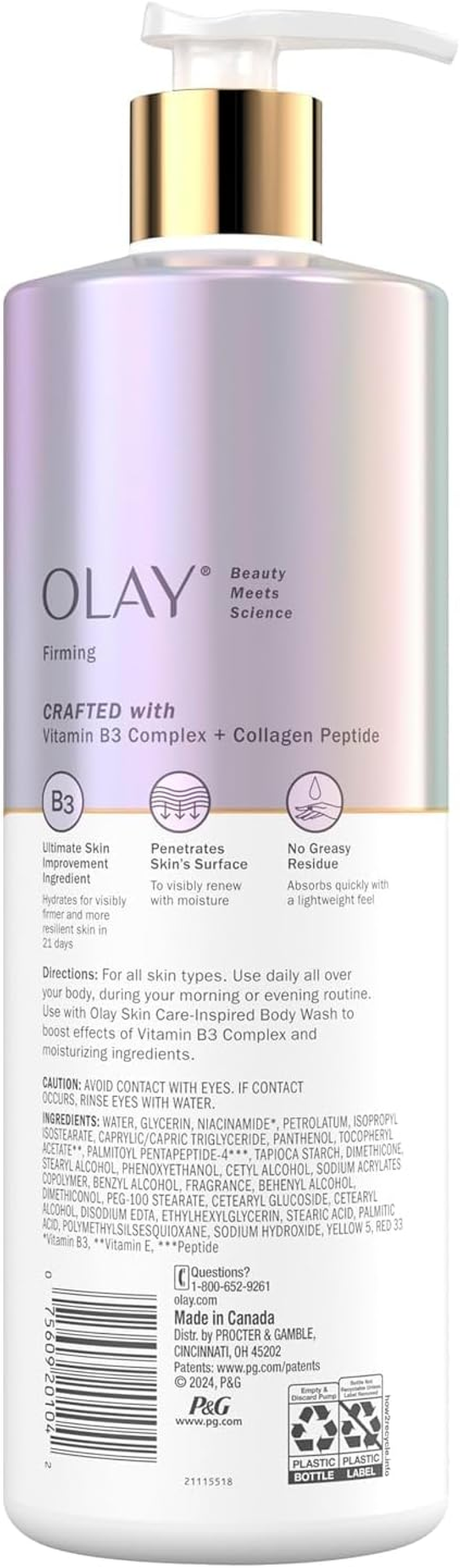 Olay Firming & Hydrating Body Lotion with Collagen, 17 Fl Oz Pump, Pack of 4 image number 4