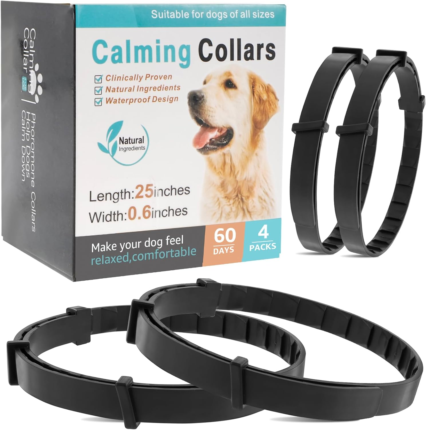 Calming Collar for Dogs 4 Packs Dog Pheromone Collars Pheromones Calm Last 60 Days Adjustable Dog Calming Collar Flexible Pheromone Collar for Separation Stress and Fear Pouywh(4Pcs,Black) image number 3