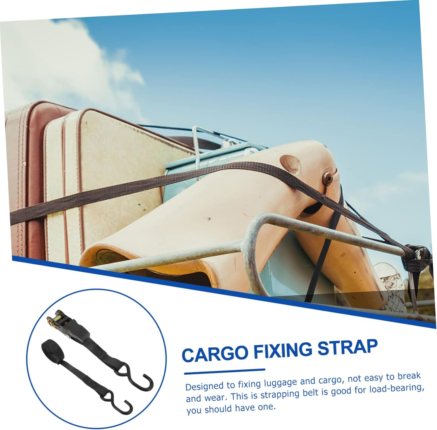 SWOOMEY Car Cargo Binding Belt and Motorcycle Cargo Strap 25Mm, 2 Sets Black Luggage Tie-Down Straps with Tightening Ratchet for Travel and Transport Use image number 5