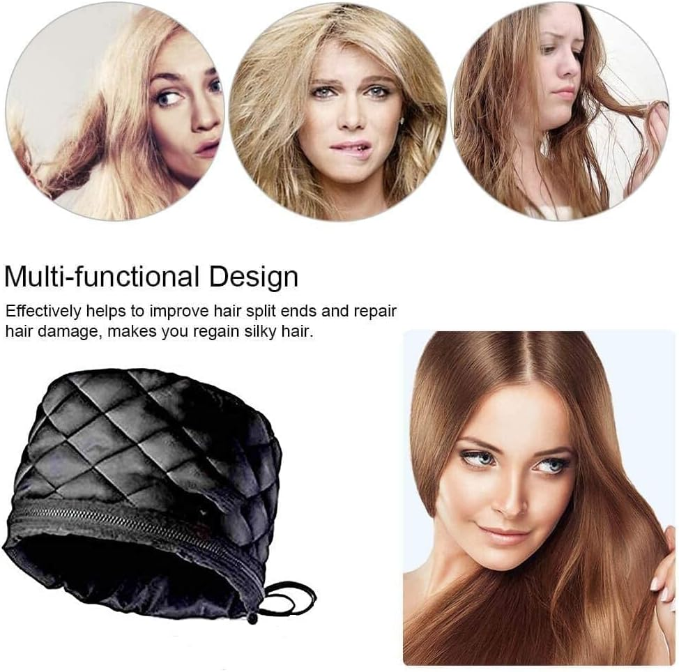 THEODORE Hair Care Thermal Head Spa Cap Treatment with Beauty Steamer Nourishing Heating Cap, Spa Cap for Hair, Spa Cap (BLACK)&hellip; image number 1