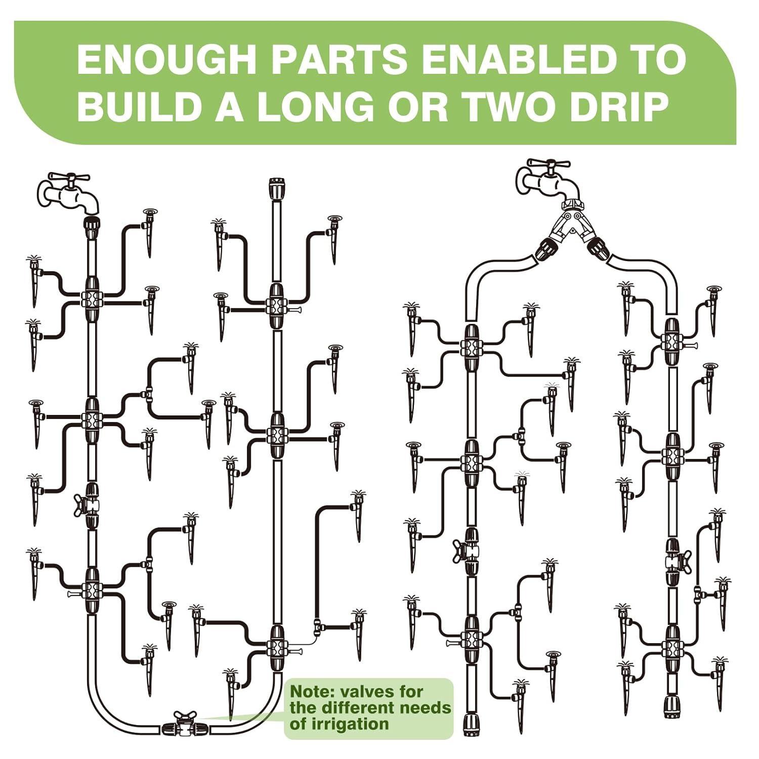 Maotong 240FT Drip Irrigation System Kit New Quick-Connect, Automatic Garden Watering Misting System for Greenhouse, Yard, Lawn, Plant with 1/2 Inch Hose 1/4 Inch Distribution Tubing and Accessories image number 2