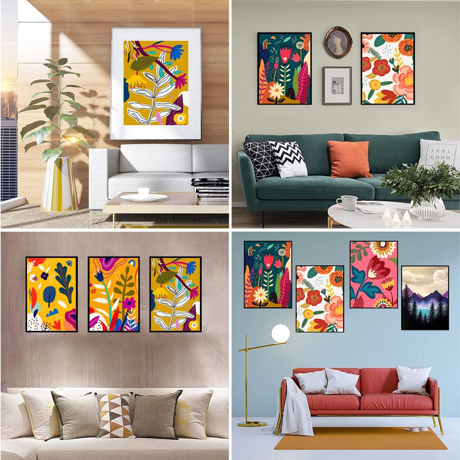 6 Pack Paint by Numbers for Adults- DIY Acrylic Painting Paint by Numbers Kits on Canvas without Frame, Simple Flower Oil Painting for Home Wall Decor 9.8X13.8Inch - Bronze image number 6