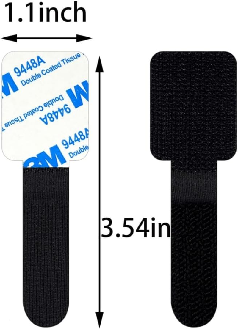 100Pcs Reusable Cable Ties,Self Adhesive Hook Loop Tape Heavy Duty Cable Straps, Sticky-Back Cord Organizer, Cable Clip, Household & Office Essentials (Black, White) image number 6