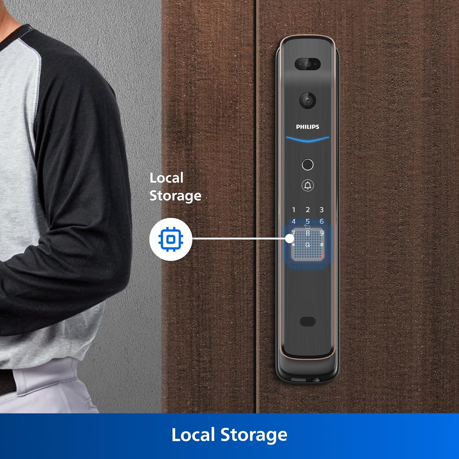 Philips Easykey Smart 3D Facial Recognition & Video Intercom Door Lock - Smart Door Lock Australia, Fingerprint Lock, Smart Home, Home Improvement, Keyless Door Lock, Door Safety Lock- Copper - Copper image number 6