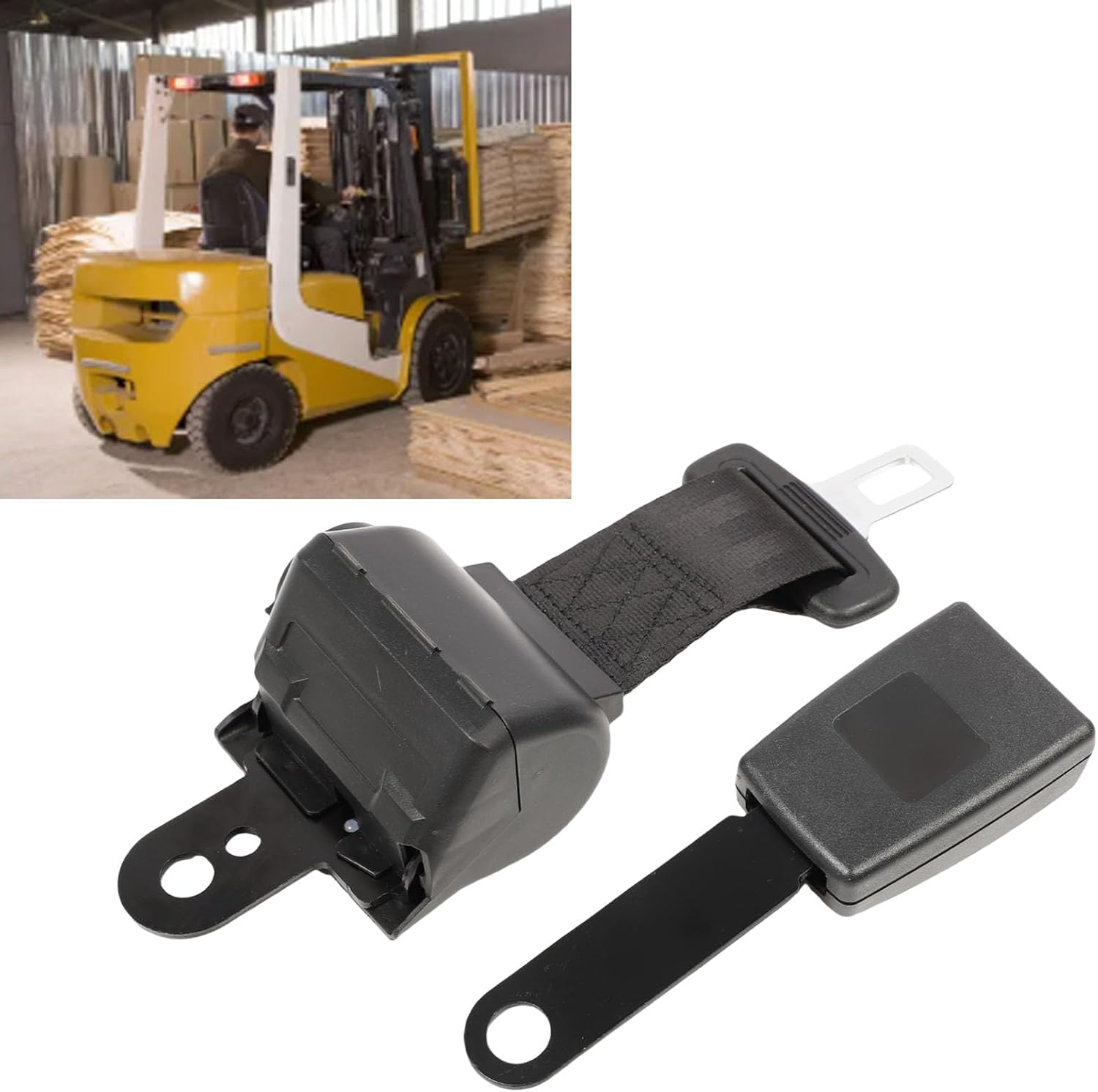 Ejoyous Forklift Retractable Seat Belt, 41In Adjustable Length, with Universal Seat Accessory, Compliant for Engineering Vehicles/Tractors/Landscaping Equipment Enhance image number 3