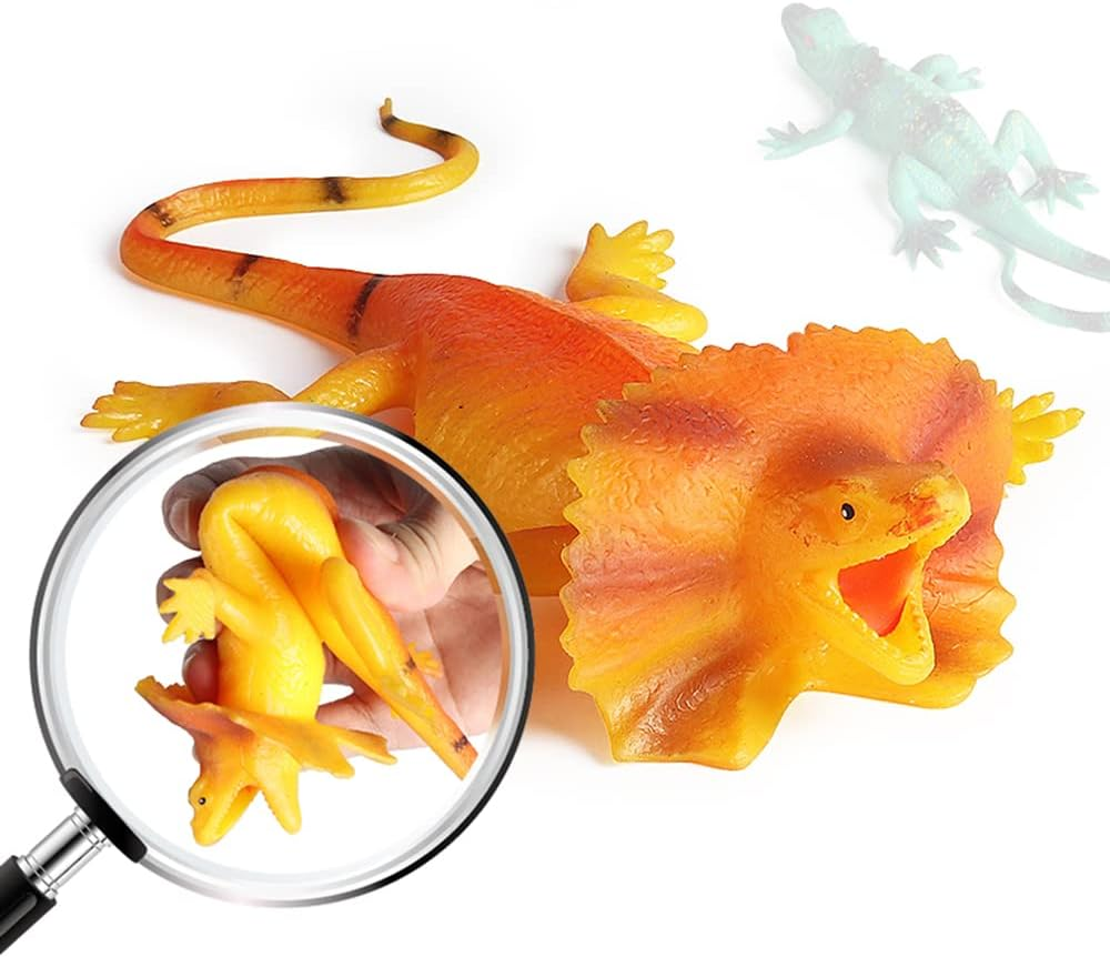 RCOMG 3PCS Realistic Lizard Toys, TPR Smelless Super Stretches, Stress Relief Squishy Rubber Animal Figures for Bath Pool Toy, Party Favor, Cake Topper image number 6