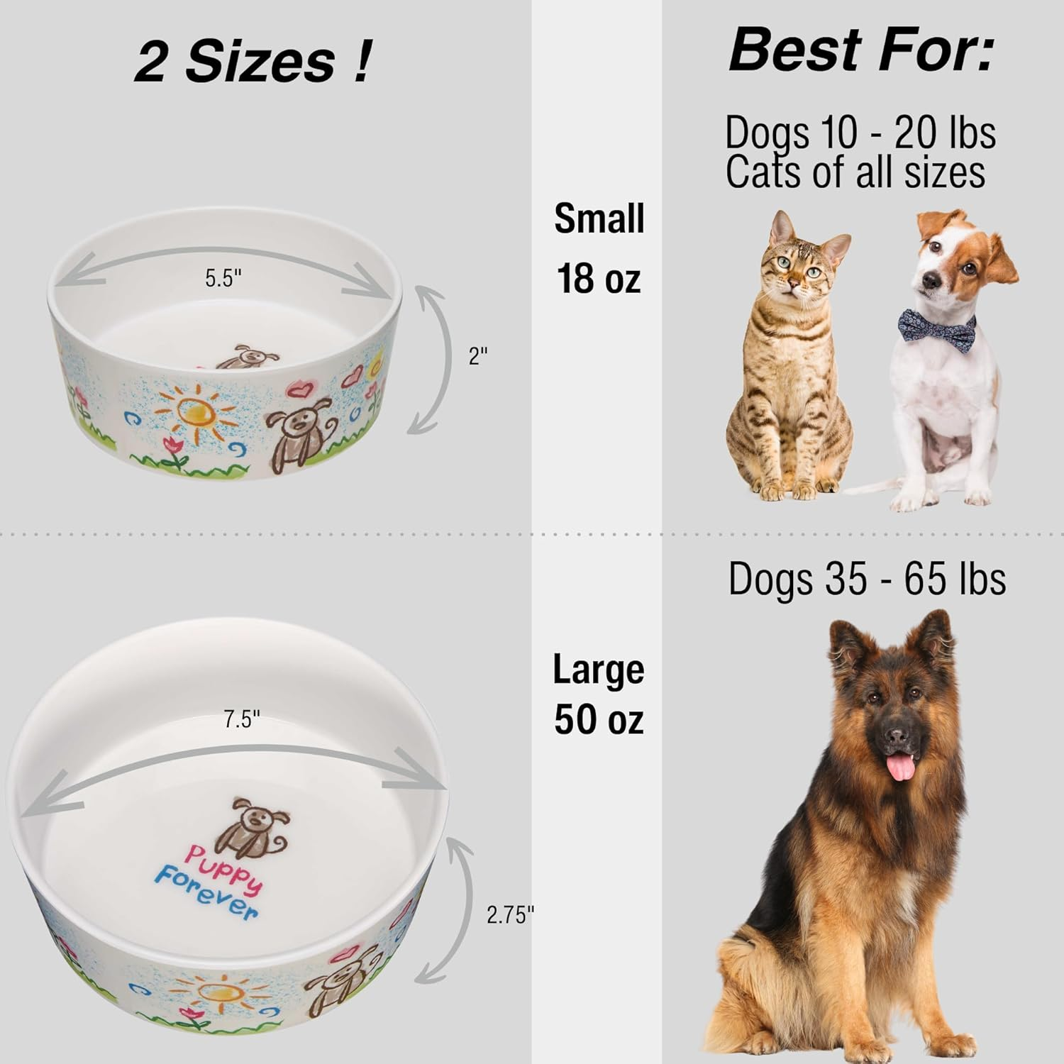 Loving Pets Dolce Moderno Puppy Forever Dog Bowl, Small