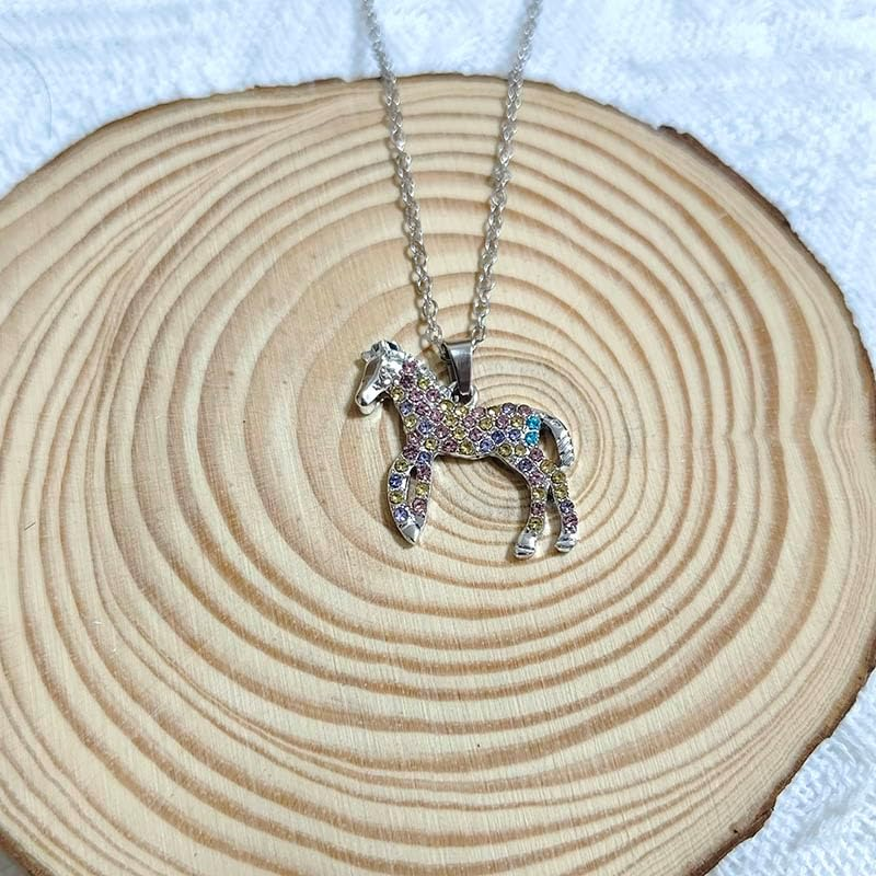 Horse Rainbow Necklace Gifts for Girls Women Rainbow Horses Necklace Horse Necklaces for Teen Girls Horse Pendant Necklace for Daughter Niece Horse Lover Gift image number 3
