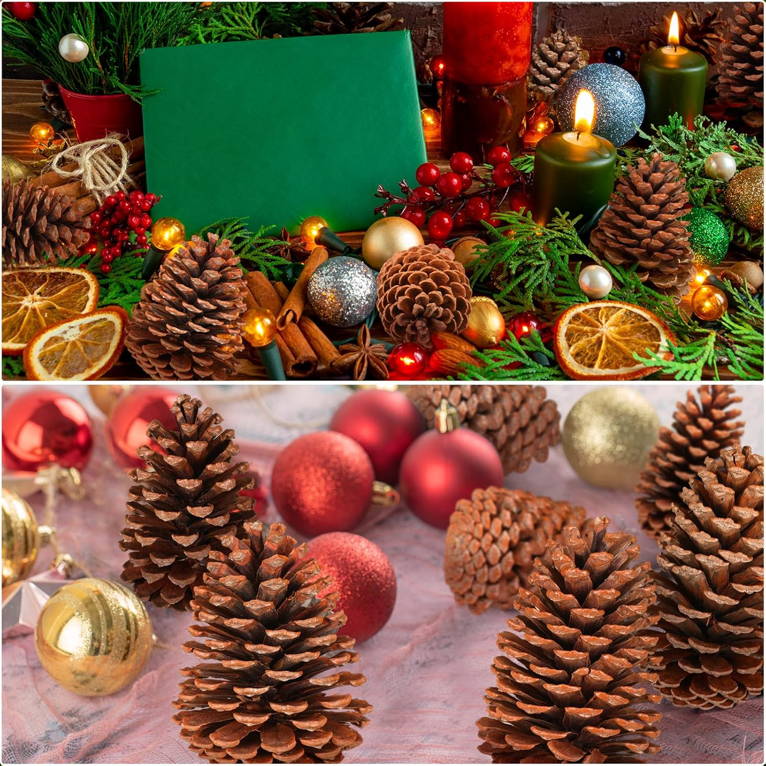 Huwena 12 Pcs Pinecones Large Natural Unscented Pine Cones Bulk Rustic Christmas Tree Ornaments Decorative No Chemicals for Crafts DIY Wreath Home Wedding Decoration (3-4 Inches) image number 5