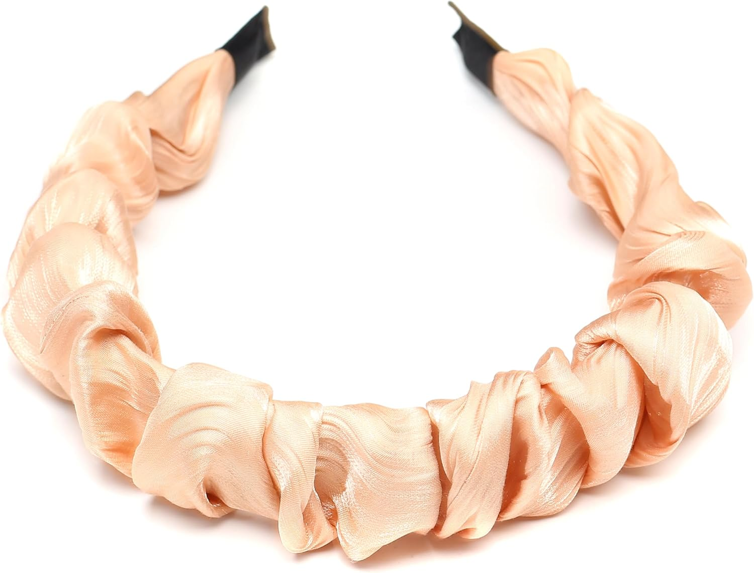 Qingoo Pleated White Headband Women Headband Hair Accessories Elegant Girls Hair Accessory 1 Piece (White) - Black image number 5