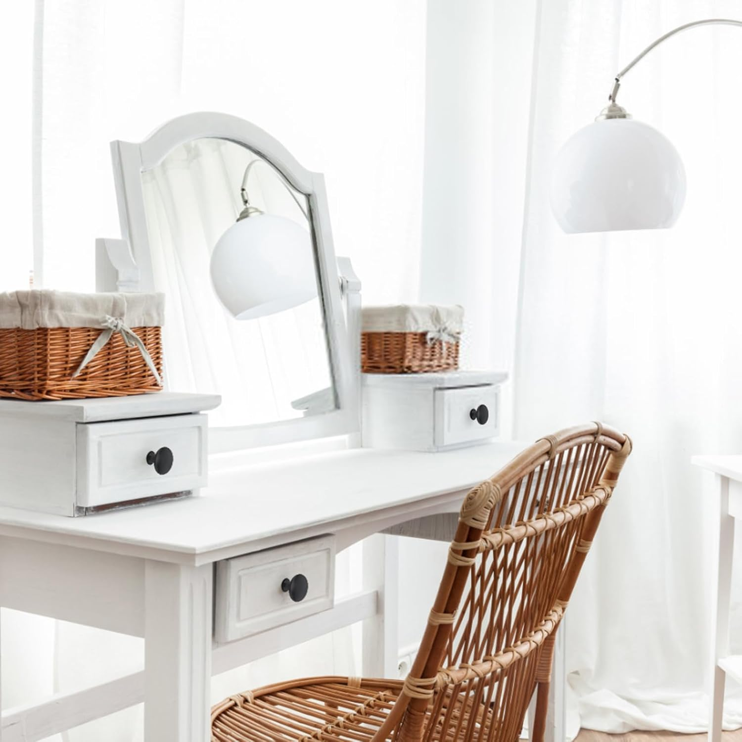 HOJLKLD 12 Pack Matte Black Cabinet Knob 1-1/6 Inch round Cabinet Hardware Knobs for Bedroom Dresser Drawer, Kitchen Cupboard Door and Bathroom Drawer Hardware