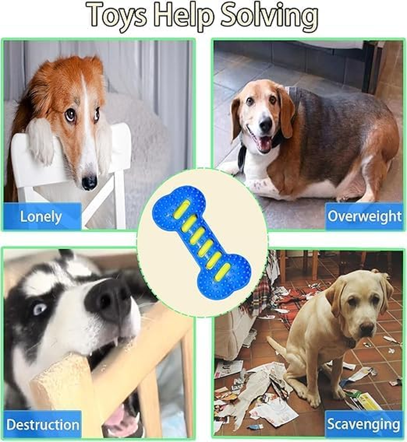 Ksngtixe 1 Pcs Durable TPR Squeaky Bone Chew Toy for Medium Dogs - Interactive Dental Cleaning Teeth Grinding Dog Toy with Sound, Anxiety Relief Toy for Aggressive Chewers (7.48 Inch) image number 1