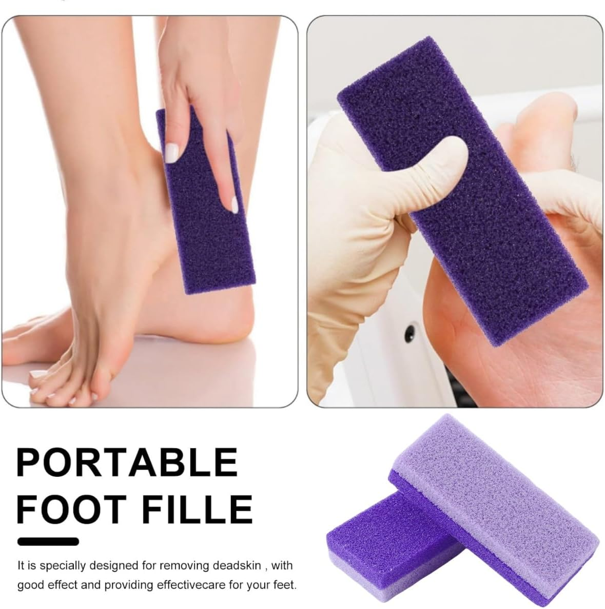 Ljxyloog 2Pcs Foot Care Exfoliator Pedicure Tool Foot Pumice Stone Block Remover Scrubber Dead Hard Skin Remover Cleaner Remover for Feet(Purple) image number 2